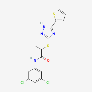 molecular formula C15H12Cl2N4OS2 B1656667 N-(3,5-dichlorophenyl)-2-[(5-thiophen-2-yl-1H-1,2,4-triazol-3-yl)sulfanyl]propanamide CAS No. 5366-08-5