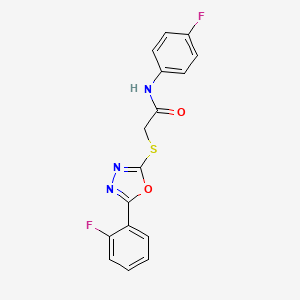 molecular formula C16H11F2N3O2S B1656724 N-(4-fluorophenyl)-2-[[5-(2-fluorophenyl)-1,3,4-oxadiazol-2-yl]sulfanyl]acetamide CAS No. 5387-42-8
