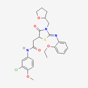 molecular formula C25H28ClN3O5S B1656752 N-(3-chloro-4-methoxyphenyl)-2-[2-(2-ethoxyphenyl)imino-4-oxo-3-(oxolan-2-ylmethyl)-1,3-thiazolidin-5-yl]acetamide CAS No. 5404-17-1