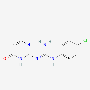 molecular formula C12H12ClN5O B1656802 1-(4-chlorophenyl)-2-(4-methyl-6-oxo-1H-pyrimidin-2-yl)guanidine CAS No. 5429-13-0