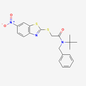 B1656853 N-benzyl-N-tert-butyl-2-[(6-nitro-1,3-benzothiazol-2-yl)sulfanyl]acetamide CAS No. 5464-43-7