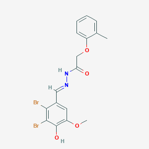 molecular formula C17H16Br2N2O4 B1656860 N-[(E)-(2,3-Dibromo-4-hydroxy-5-methoxyphenyl)methylideneamino]-2-(2-methylphenoxy)acetamide CAS No. 5469-14-7