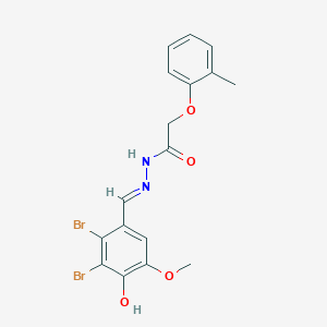 N-[(E)-(2,3-Dibromo-4-hydroxy-5-methoxyphenyl)methylideneamino]-2-(2-methylphenoxy)acetamide