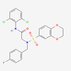 N-(2,6-dichlorophenyl)-2-[2,3-dihydro-1,4-benzodioxin-6-ylsulfonyl-[(4-fluorophenyl)methyl]amino]acetamide