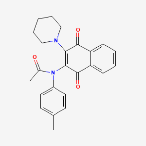 molecular formula C24H24N2O3 B1656892 N-[1,4-Dioxo-3-(piperidin-1-yl)-1,4-dihydronaphthalen-2-yl]-N-(4-methylphenyl)acetamide CAS No. 5475-26-3