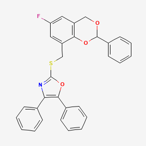 2-[(6-fluoro-2-phenyl-4H-1,3-benzodioxin-8-yl)methylsulfanyl]-4,5-diphenyl-1,3-oxazole