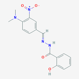 molecular formula C16H16N4O4 B1656905 N-[(E)-[4-(dimethylamino)-3-nitrophenyl]methylideneamino]-2-hydroxybenzamide CAS No. 5477-07-6