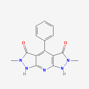 B1656919 5,11-Dimethyl-8-phenyl-2,4,5,11,12-pentazatricyclo[7.3.0.03,7]dodeca-1,3(7),8-triene-6,10-dione CAS No. 5478-79-5