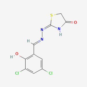 B1656942 3,5-Dichloro-2-hydroxybenzaldehyde (4-oxo-1,3-thiazolidin-2-ylidene)hydrazone CAS No. 5482-27-9