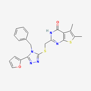 molecular formula C22H19N5O2S2 B1656992 2-[[4-benzyl-5-(furan-2-yl)-1,2,4-triazol-3-yl]sulfanylmethyl]-5,6-dimethyl-3H-thieno[2,3-d]pyrimidin-4-one CAS No. 5507-12-0