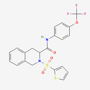 molecular formula C21H17F3N2O4S2 B1656993 2-thiophen-2-ylsulfonyl-N-[4-(trifluoromethoxy)phenyl]-3,4-dihydro-1H-isoquinoline-3-carboxamide CAS No. 5507-73-3