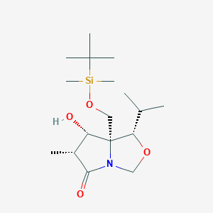 molecular formula C17H33NO4Si B016570 (3R,4S,5S,6S)-1-Aza-5-(t-butyldimethylsilyloxymethyl)-4-hydroxy-6-isopropyl-3-methyl-7-oxabicyclo[3.3.0]-octan-2-one CAS No. 145451-95-2