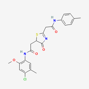 N-(4-chloro-2-methoxy-5-methylphenyl)-2-[2-[2-(4-methylanilino)-2-oxoethyl]-4-oxo-1,3-thiazol-5-yl]acetamide