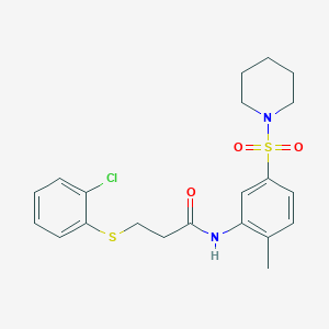 3-(2-chlorophenyl)sulfanyl-N-(2-methyl-5-piperidin-1-ylsulfonylphenyl)propanamide