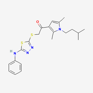 B1657006 2-[(5-Anilino-1,3,4-thiadiazol-2-yl)sulfanyl]-1-[2,5-dimethyl-1-(3-methylbutyl)pyrrol-3-yl]ethanone CAS No. 5519-26-6