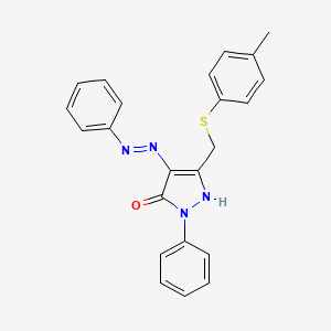 B1657032 2-Phenyl-4-(phenyl-hydrazono)-5-p-tolylsulfanylmethyl-2,4-dihydro-pyrazol-3-one CAS No. 5527-20-8