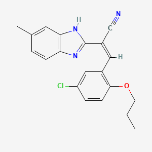 (Z)-3-(5-chloro-2-propoxyphenyl)-2-(6-methyl-1H-benzimidazol-2-yl)prop-2-enenitrile