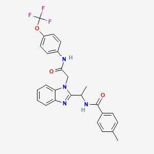 4-methyl-N-[1-[1-[2-oxo-2-[4-(trifluoromethoxy)anilino]ethyl]benzimidazol-2-yl]ethyl]benzamide