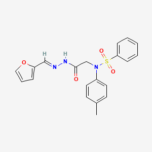 2-[N-(benzenesulfonyl)-4-methylanilino]-N-[(E)-furan-2-ylmethylideneamino]acetamide