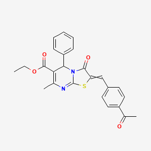 ethyl 2-[(4-acetylphenyl)methylidene]-7-methyl-3-oxo-5-phenyl-5H-[1,3]thiazolo[3,2-a]pyrimidine-6-carboxylate