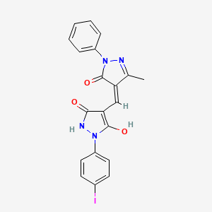 molecular formula C20H15IN4O3 B1657063 (4Z)-4-[[3-Hydroxy-2-(4-iodophenyl)-5-oxo-1H-pyrazol-4-yl]methylidene]-5-methyl-2-phenylpyrazol-3-one CAS No. 5533-67-5