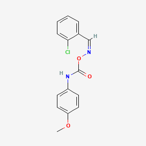 molecular formula C15H13ClN2O3 B1657082 [(Z)-(2-chlorophenyl)methylideneamino] N-(4-methoxyphenyl)carbamate CAS No. 5538-47-6