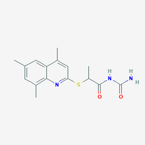 molecular formula C16H19N3O2S B1657092 N-carbamoyl-2-(4,6,8-trimethylquinolin-2-yl)sulfanylpropanamide CAS No. 5540-91-0