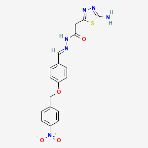 2-(5-amino-1,3,4-thiadiazol-2-yl)-N-[(E)-[4-[(4-nitrophenyl)methoxy]phenyl]methylideneamino]acetamide