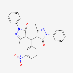 5-methyl-4-[(3-methyl-5-oxo-1-phenyl-4H-pyrazol-4-yl)-(3-nitrophenyl)methyl]-2-phenyl-4H-pyrazol-3-one