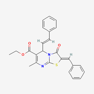 ethyl (2Z)-2-benzylidene-7-methyl-3-oxo-5-[(E)-2-phenylethenyl]-5H-[1,3]thiazolo[3,2-a]pyrimidine-6-carboxylate