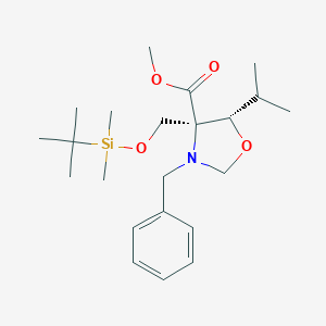 molecular formula C₂₂H₃₇NO₄Si B016572 (4R,5S)-3-N-Benzyl-4-(t-butyldimethylsilyloxymethyl)-5-isopropyloxazoladine-4-carboxylic Acid, Methyl Ester CAS No. 145451-93-0