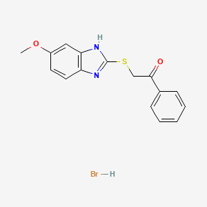 B1657200 2-[(6-Methoxy-1H-benzimidazol-2-yl)sulfanyl]-1-phenylethanone;hydrobromide CAS No. 5571-55-1