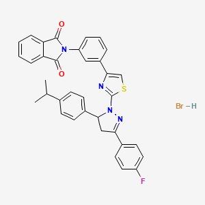 2-[3-[2-[5-(4-Fluorophenyl)-3-(4-propan-2-ylphenyl)-3,4-dihydropyrazol-2-yl]-1,3-thiazol-4-yl]phenyl]isoindole-1,3-dione;hydrobromide