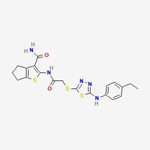 2-[[2-[[5-(4-ethylanilino)-1,3,4-thiadiazol-2-yl]sulfanyl]acetyl]amino]-5,6-dihydro-4H-cyclopenta[b]thiophene-3-carboxamide
