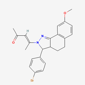 molecular formula C23H23BrN2O2 B1657269 (E)-4-[3-(4-bromophenyl)-8-methoxy-3,3a,4,5-tetrahydrobenzo[g]indazol-2-yl]pent-3-en-2-one CAS No. 5600-23-7
