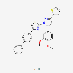 2-[3-(3,4-Dimethoxyphenyl)-5-thiophen-2-yl-3,4-dihydropyrazol-2-yl]-4-(4-phenylphenyl)-1,3-thiazole;hydrobromide