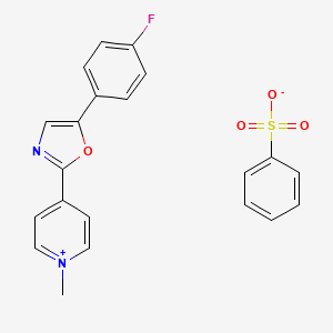 Benzenesulfonate;5-(4-fluorophenyl)-2-(1-methylpyridin-1-ium-4-yl)-1,3-oxazole