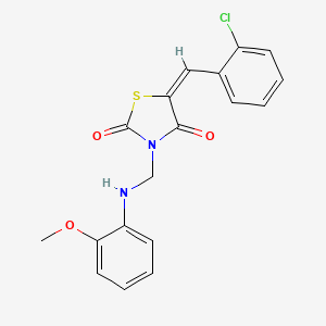 molecular formula C18H15ClN2O3S B1657285 (5E)-5-[(2-chlorophenyl)methylidene]-3-[(2-methoxyanilino)methyl]-1,3-thiazolidine-2,4-dione CAS No. 5607-87-4