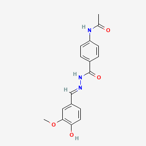 4-acetamido-N-[(E)-(4-hydroxy-3-methoxy-phenyl)methyleneamino]benzamide