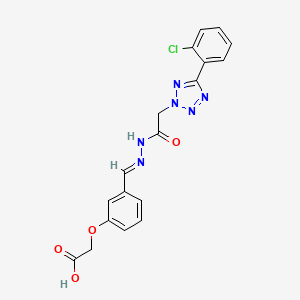 molecular formula C18H15ClN6O4 B1657302 2-[3-[(E)-[[2-[5-(2-chlorophenyl)tetrazol-2-yl]acetyl]hydrazinylidene]methyl]phenoxy]acetic acid CAS No. 5613-34-3