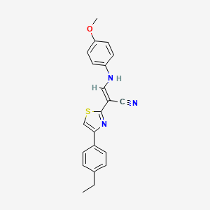 (E)-2-[4-(4-ethylphenyl)-1,3-thiazol-2-yl]-3-(4-methoxyanilino)prop-2-enenitrile