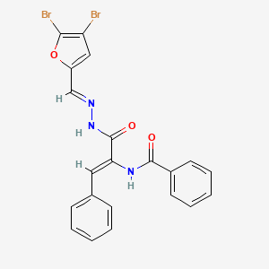 molecular formula C21H15Br2N3O3 B1657312 N-[(Z)-3-[(2E)-2-[(4,5-dibromofuran-2-yl)methylidene]hydrazinyl]-3-oxo-1-phenylprop-1-en-2-yl]benzamide CAS No. 5619-03-4