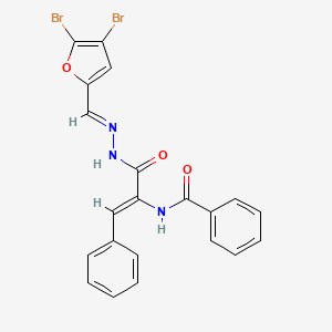 N-[(Z)-3-[(2E)-2-[(4,5-dibromofuran-2-yl)methylidene]hydrazinyl]-3-oxo-1-phenylprop-1-en-2-yl]benzamide
