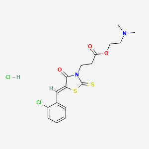 2-(dimethylamino)ethyl 3-[(5Z)-5-[(2-chlorophenyl)methylidene]-4-oxo-2-sulfanylidene-1,3-thiazolidin-3-yl]propanoate;hydrochloride
