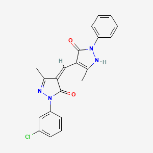 (4Z)-2-(3-chlorophenyl)-5-methyl-4-[(5-methyl-3-oxo-2-phenyl-1H-pyrazol-4-yl)methylidene]pyrazol-3-one