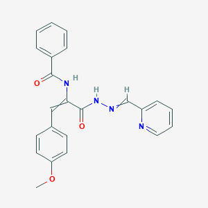 molecular formula C23H20N4O3 B1657335 N-[(Z)-2-(4-Methoxyphenyl)-1-[(pyridin-2-ylmethylideneamino)carbamoyl]ethenyl]benzamide CAS No. 5628-75-1