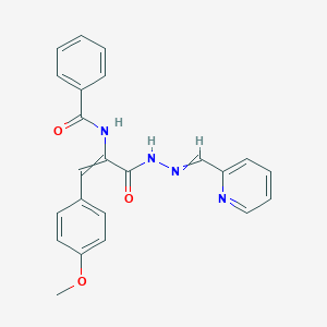 N-[(Z)-2-(4-Methoxyphenyl)-1-[(pyridin-2-ylmethylideneamino)carbamoyl]ethenyl]benzamide
