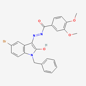 molecular formula C24H20BrN3O4 B1657343 N-(1-Benzyl-5-bromo-2-hydroxyindol-3-yl)imino-3,4-dimethoxybenzamide CAS No. 5633-42-1