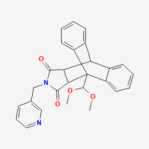 1-(Dimethoxymethyl)-17-(pyridin-3-ylmethyl)-17-azapentacyclo[6.6.5.02,7.09,14.015,19]nonadeca-2,4,6,9,11,13-hexaene-16,18-dione