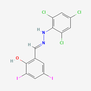 2,4-Diiodo-6-[(E)-[(2,4,6-trichlorophenyl)hydrazinylidene]methyl]phenol